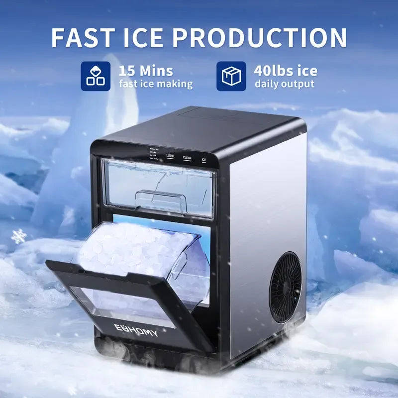 ⚡2025 New Nugget Ice Maker Countertop, 35Lbs/24H&44Lbs/24H Pebble Ice Maker Machine, Self-Cleaning Pellet Ice Machine with Ice Scoop&basket, Sonic Countertop Ice Machine for Home/Kitchen/Office(Black)
