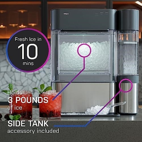 Ice Maker with 1 Gallon Tank, Stainless Steel