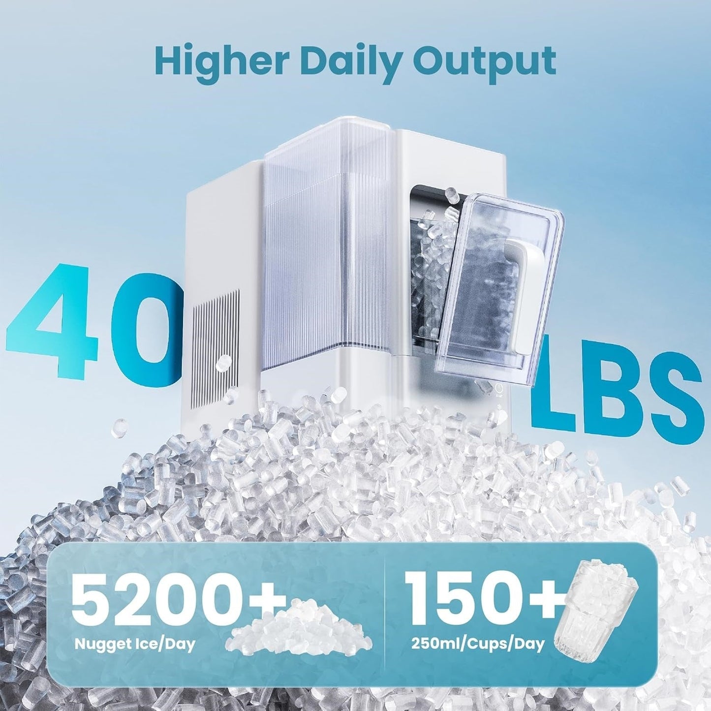 Nugget Ice Maker,Pellet Ice Machine with Self-Cleaning for Home Party